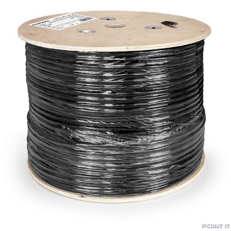 Exegate EX190974RUS Кабель UTP 4 пары кат.5e Exegate 100% медь, 24AWG, для внешней прокладки, с тросом, 305м, черный PE