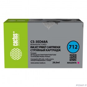 Картридж струйный Cactus CS-3ED68A 712 пурпурный (29мл) для HP DJ T230/630