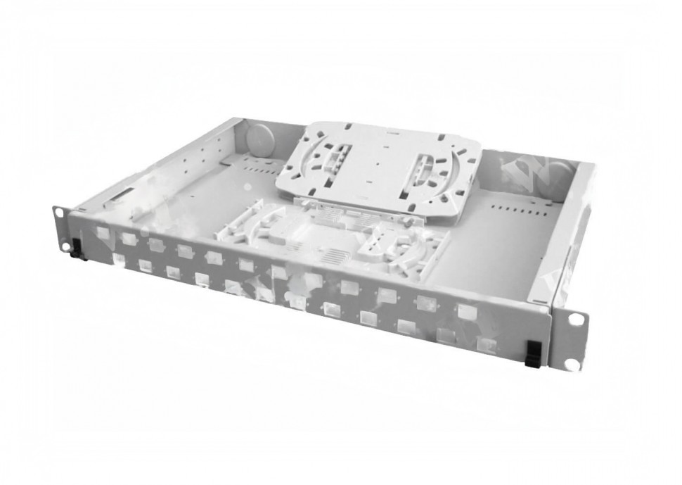 Корпус кросса оптического в стойку 19 24 SC порта Simplex, 1U, торцевой выдвижной, сплас кассета, металлический РАСПРОДАЖА