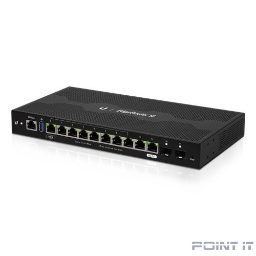 UBIQUITI ER-12-EU EdgeRouter 12 Маршрутизатор 4 ядра (1 ГГц), 10х 1G RJ45, 2х SFP, раздача PoE