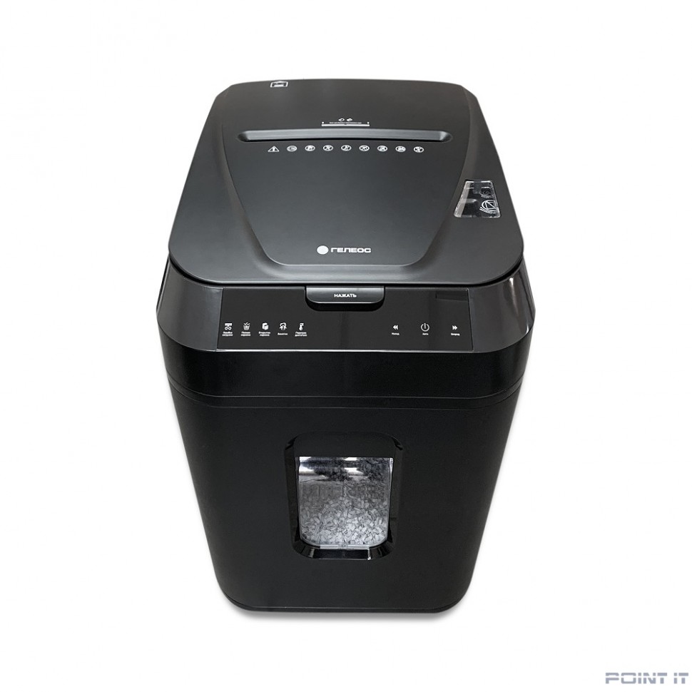 ГЕЛЕОС Уничтожитель документов АП40-4, DIN P-4 (4 ур-нь секр.), фрагмент 3,9х12мм, АВТОПОДАЧА 170 лист (70г/м2), пл.карты/скрепки/скобы, 37 литров