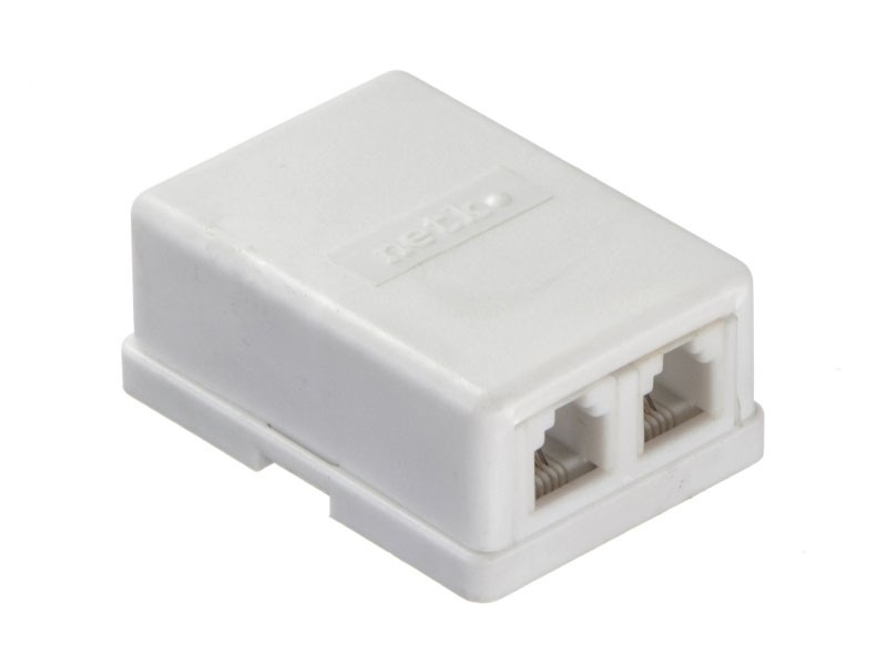 Розетка телефонная внешняя / 2 порта RJ11(6p4c) / 4 контактная, белая, Netko