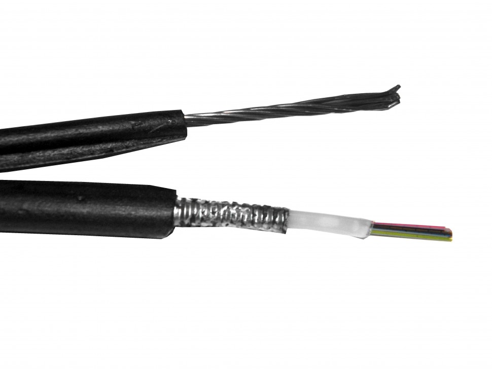 Кабель волоконно-оптический 24 (SМ - 9/125), наружный с тросом, бронированный, PE, черный, 2000м РАСПРОДАЖА