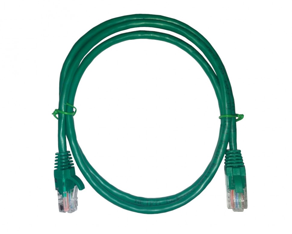 Патч-корд UTP4 cat 5e, 1,0м, ВС, LSZH, зеленый, литой коннектор NETKO Optima