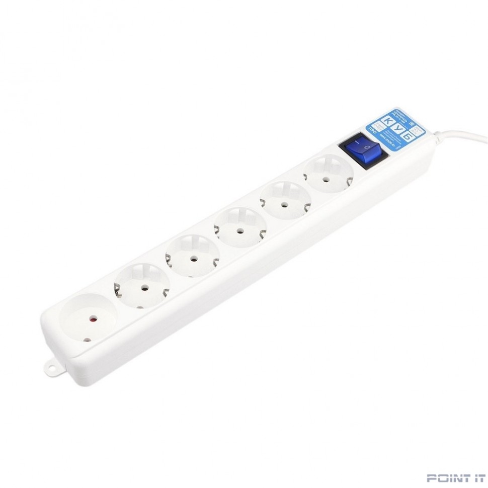 PowerCube Фильтр-удлинитель PRO (SPL6-16-P-5М) 5.0м, 6 розеток,16А, белый