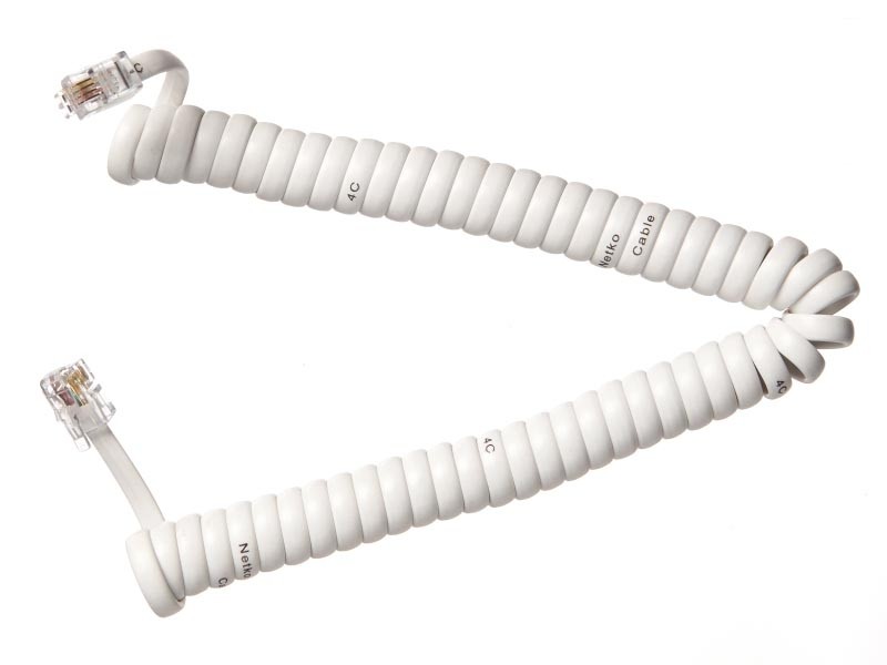 Шнур телефонный витой (4р4с) 2,5 метра / белый, NETKO Optima