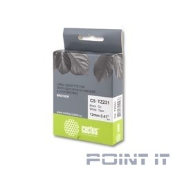 CACTUS  TZ-231 Лента CACTUS (CS-TZ231) для печати наклеек в устройствах brother P-touch 1010/1280/1280VP/2700VP, черный на белом, 12мм х 8м