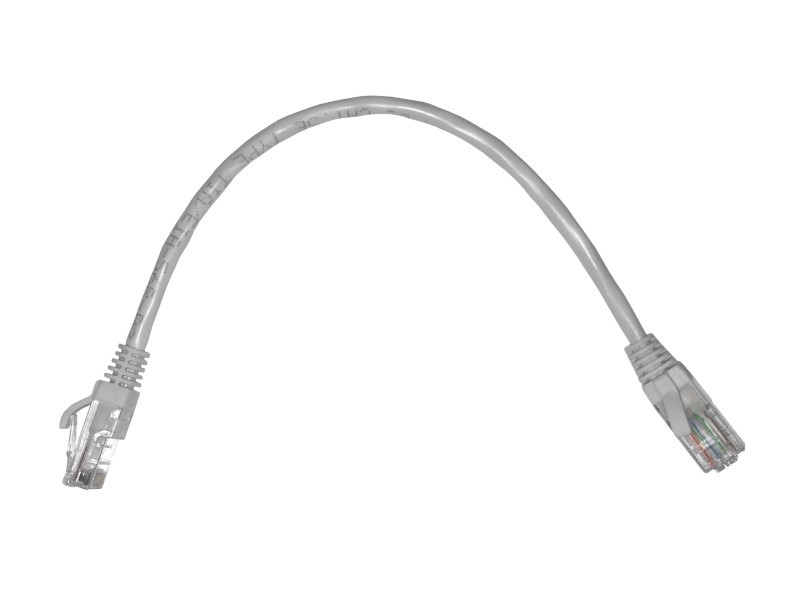 Патч-корд UTP4 cat 5e, 0,25м, ВС, LSZH, серый, литой коннектор NETKO Optima