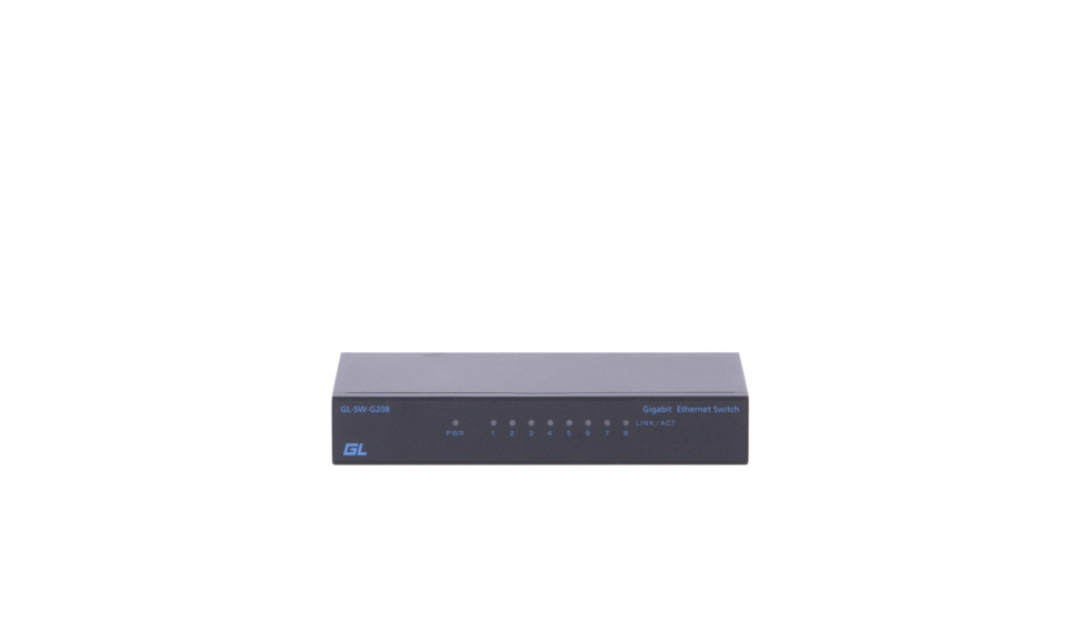 Коммутатор GIGALINK неуправляемый 8 портов 10/100/1000 мб/с, металлический корпус, внешний блок питания