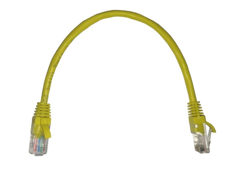 Патч-корд UTP4 cat 5e, 0,25м, ВС, LSZH, желтый, литой коннектор NETKO Optima