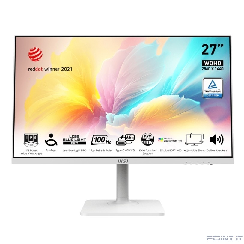 Монитор LCD MSI 27" Modern MD272QXPW белый {IPS 2560x1440 100Hz 16:9 300cd 178/178 HDMI DisplayPort USB HAS Pivot}