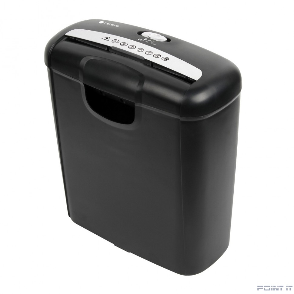 ГЕЛЕОС Уничтожитель документов УД10-2, DIN P-2 (2 ур-нь секр.), полоса 5,8мм, 6-8 лист (70г/м2), пл.карты/скобы, 10 литров