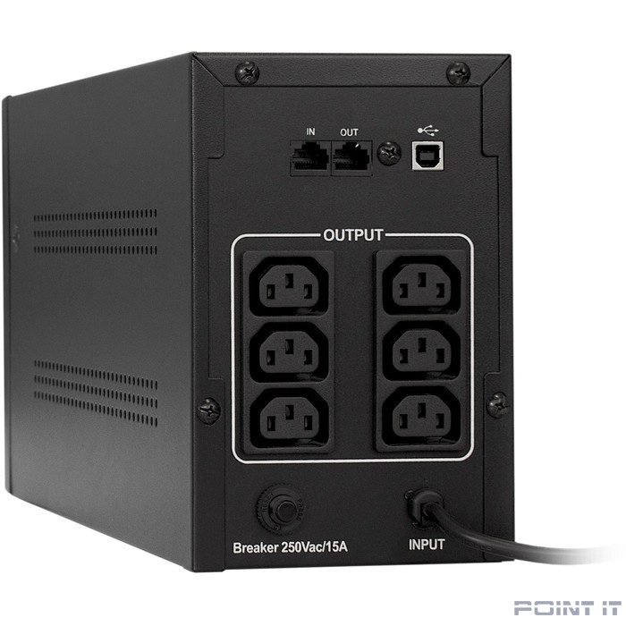 Exegate EP285480RUS ИБП ExeGate SpecialPro UNB-1000.LED.AVR.C13.RJ.USB <1000VA/650W, LED, AVR, 6*IEC-C13, RJ45/11, USB, Black>