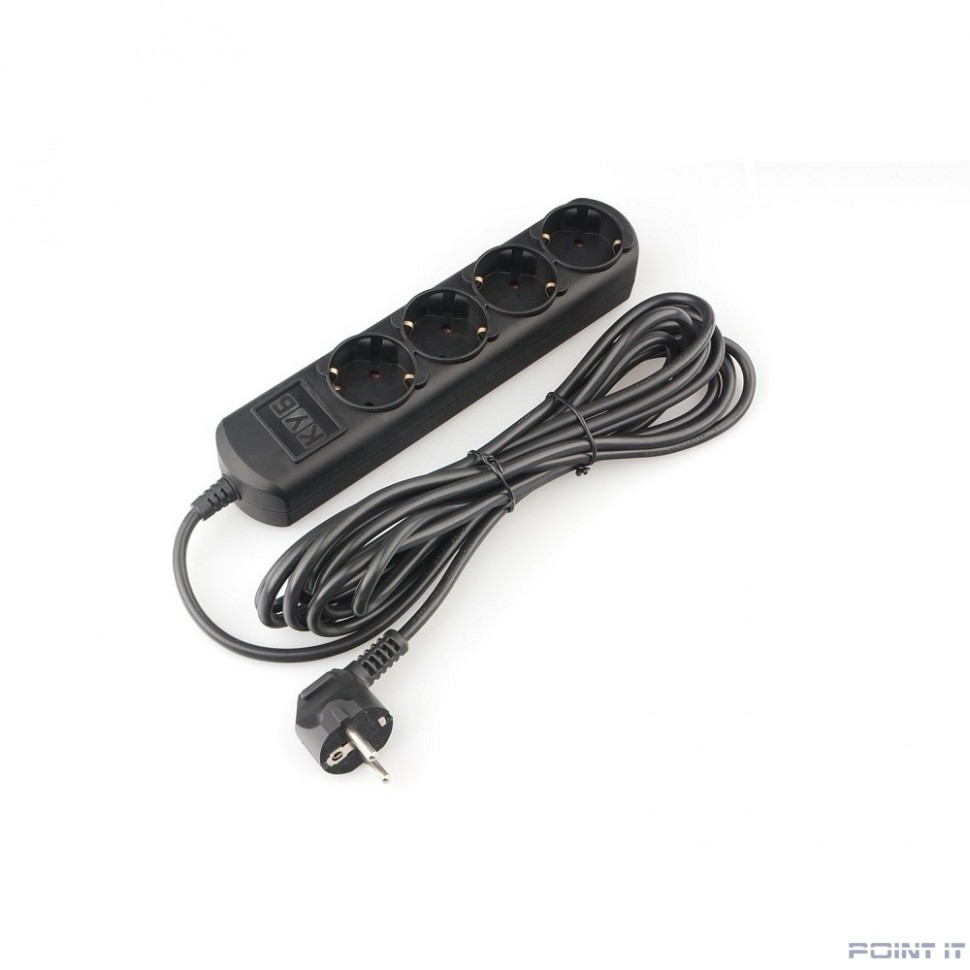 PowerCube Удлинитель (PC-2B-1,5M) 1.5м, 4 розетки, 16А, без выключателя, черный графит