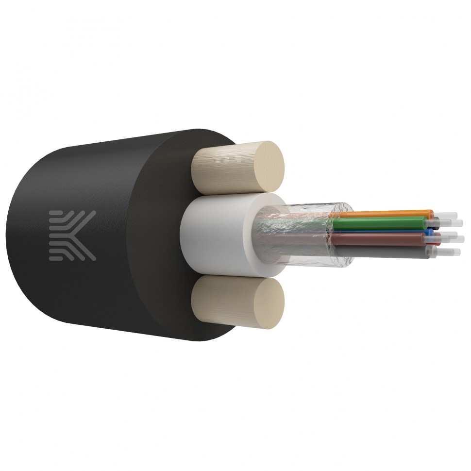 КОСТРОМАКАБЕЛЬ КОС-ОКД-8х657-ТП-1.5кН Дроп-кабель круглый, с центральной трубкой, усилен стеклопрутками, 8 волокон, SM 9/125, G.657.A1, полиэтилен, 1.5 кН