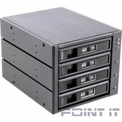 Procase L3-304-SATA3-BK {Hot-swap корзина 4 SATA3/SAS 6Gb, черный, с замком, hotswap aluminium mobie rack module (3x5,25) 1xFAN 80x15mm}