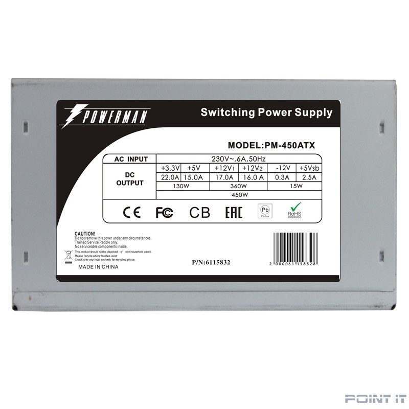 POWERMAN PM-450ATX for P4 450W OEM ATX [6115832]