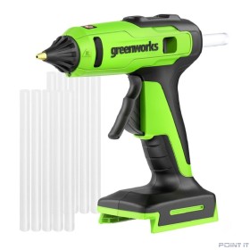 Пистолет клеевой Greenworks G24GLG, 24V, 150°С, 90 сек, 11 мм, без АКБ и ЗУ [3502207]