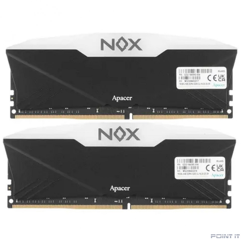 Apacer 32GB DDR4 3200 DIMM NOX RGB AURA2 w/HS RP-K2 Kit (2x16GB), 1.35V, 1024x8 AH4U32G32C28YNBAA-2