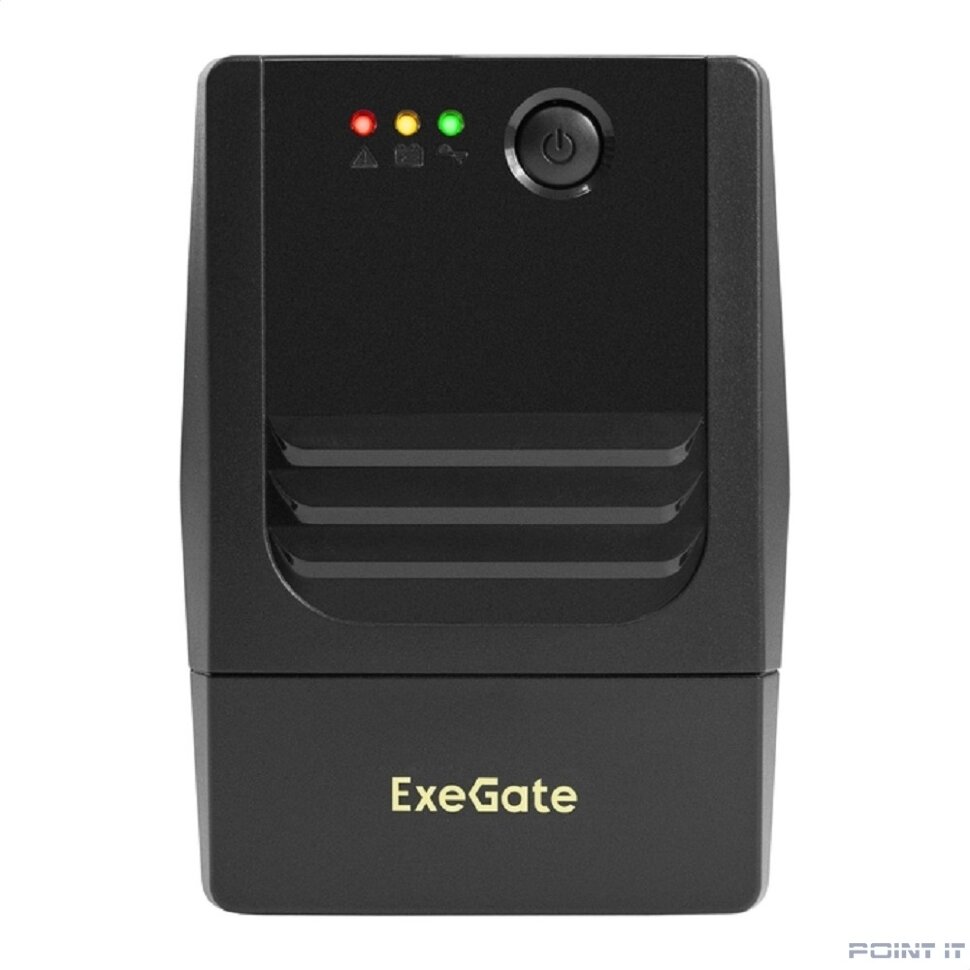 Exegate EX299484RUS ИБП ExeGate Power NB-650.LED.AVR.2SH (650VA/390W, LED, AVR, 2*Schuko, батарея 12V 7Ah, Black)