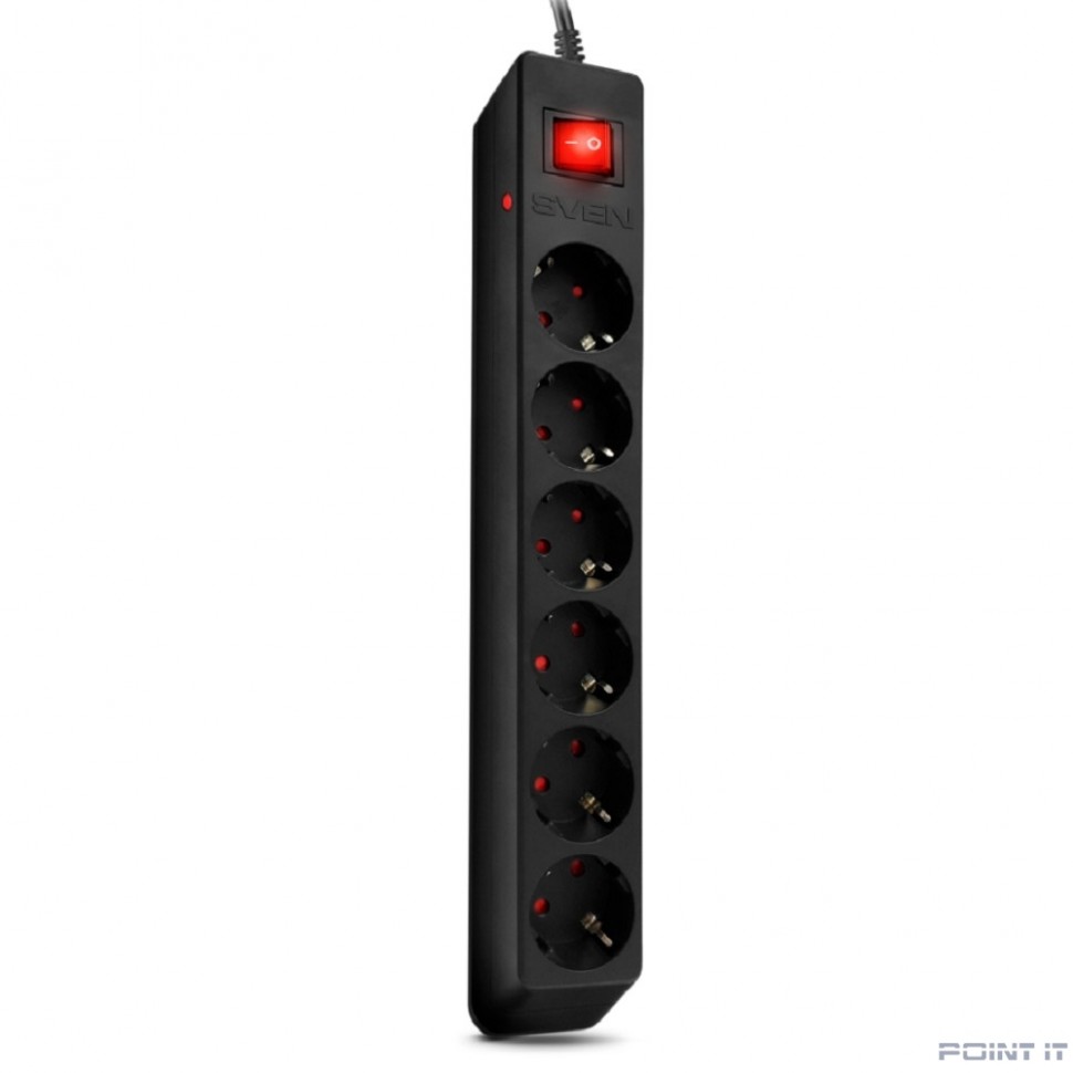 SVEN Фильтр Optima 5,0 м (6 розеток с защитными шторками) черный, цветная коробка [SV-021030]