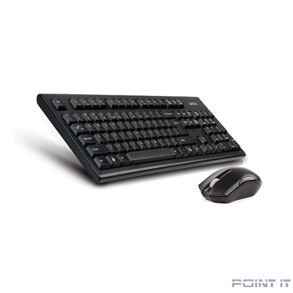 Комплект (клавиатура+мышь) A4TECH 3000NS, USB, беспроводной, черный