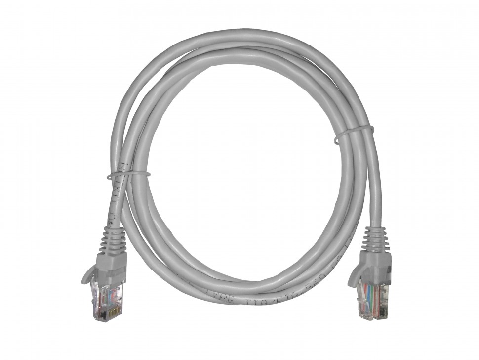 Патч-корд UTP4 cat 5е, 1,5м, ВС, LSZH, серый, литой коннектор NETKO Optima