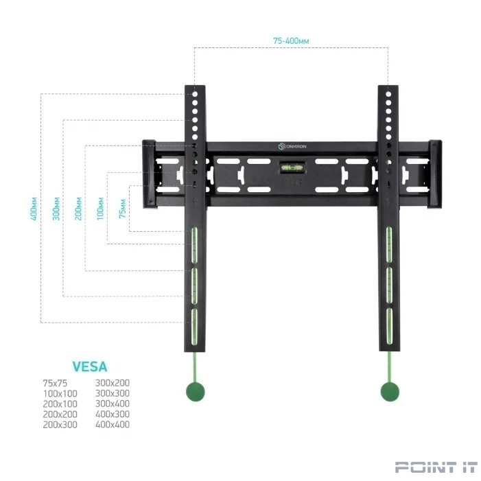 ONKRON FM5 чёрный {32"-55" Максимальная нагрузка: 56,8 кг VESA: 75x75, 100x100, 100x200, 200x100, 200x200, 200x300, 200x400, 300x100, 300x200, 300x300, 300x400, 400x200, 400x300,400x400 мм }