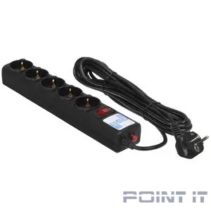 PowerCube Фильтр-удлинитель 5.0м, 5 розеток,10А (SPG5-С5), черный графит