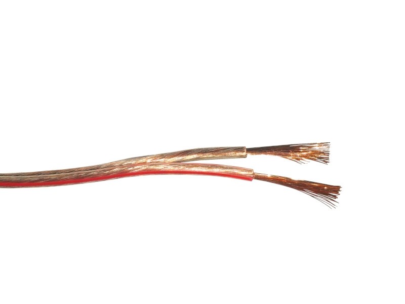 Кабель акустический 2*1.0мм2 (56*0.15мм) CCA, 100м, пластиковая катушка, прозрачный NETKO Optima