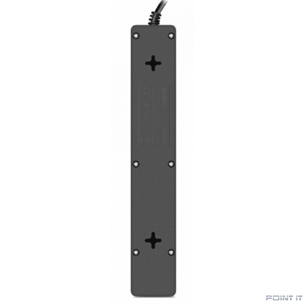 Фильтр SF-05E 1,0 м (5 розеток с защитными шторками) черный, цветная коробка