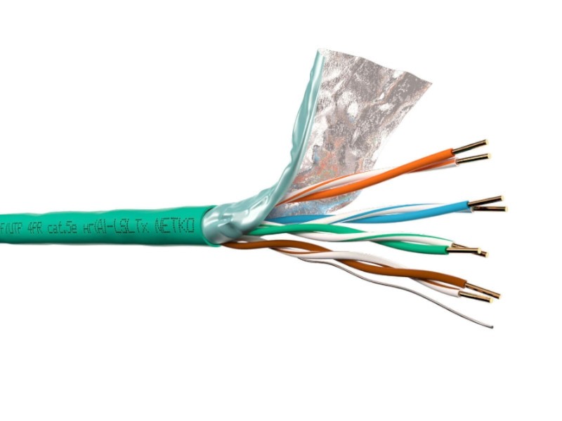 Кабель F/UTP 4 (FTP4) cat.5e, 4 пары 24 AWG BC, экранированный, 305м, нг(А)-LSLTx, зеленый; одножильный, FLUKE TEST, NETKO Expert СКС
