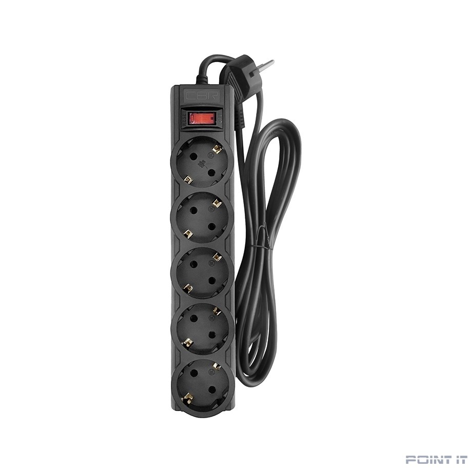 CBR Сетевой фильтр CSF 2505-5.0 Black CB, 5 евророзеток, длина кабеля 5 метров, цвет чёрный (коробка)