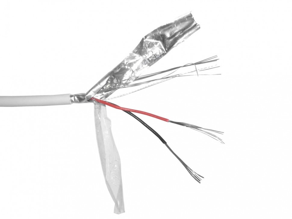 Кабель сигнальный, экранированный 2*0.22мм2 (7*0.2мм) 100м, алюминий, пластиковая катушка, белый NETKO Optima