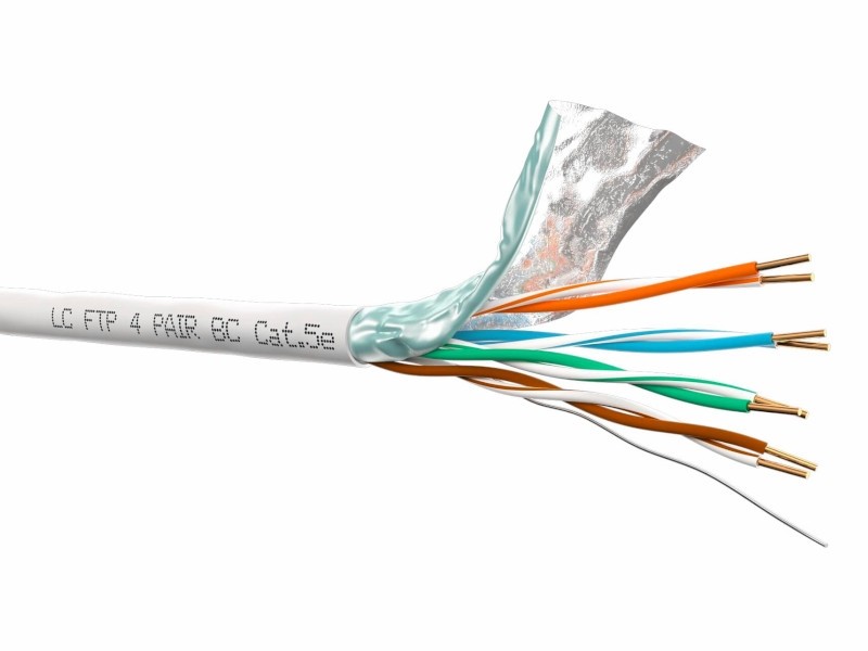 Кабель LC FTP4 cat.5е, одножильный, экранированный, 305м, Cu, нг(А)-HF LSZH - малодымный, не содержащий галогенов, серый