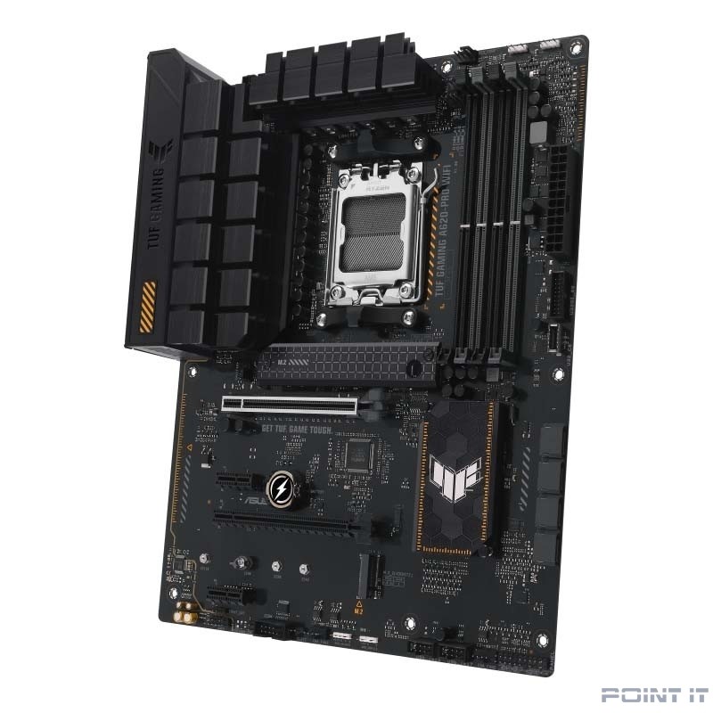 ASUS TUF GAMING A620-PRO WIFI (Socket AM5, ATX, 4xDDR5(192GB), DP/HDMI 2.0, 1xPCIe 4.0x16/1xPCIe 3.0x16/2xPCIe 3.0, 1xLAN (2.5GbE), Wi-Fi, BT, 4xSATA 6Gb/s, 2xM.2, 2xUSB 3.2, 3xUSB 2.0)