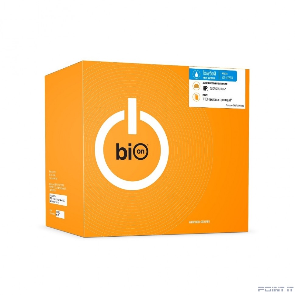 Bion CE261A Картридж для HP Color LaserJet Enterprise CP4025n/CP4025dn/CP4525n/CP4525dn/CP4525xh (11000 стр.), Голубой, белая коробка